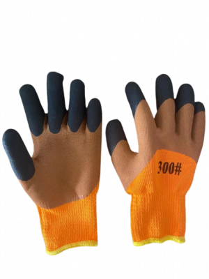 Перчатки облитые оранжево-черные 300 Размер 9. Уп. 12 мм. Комп.  2372